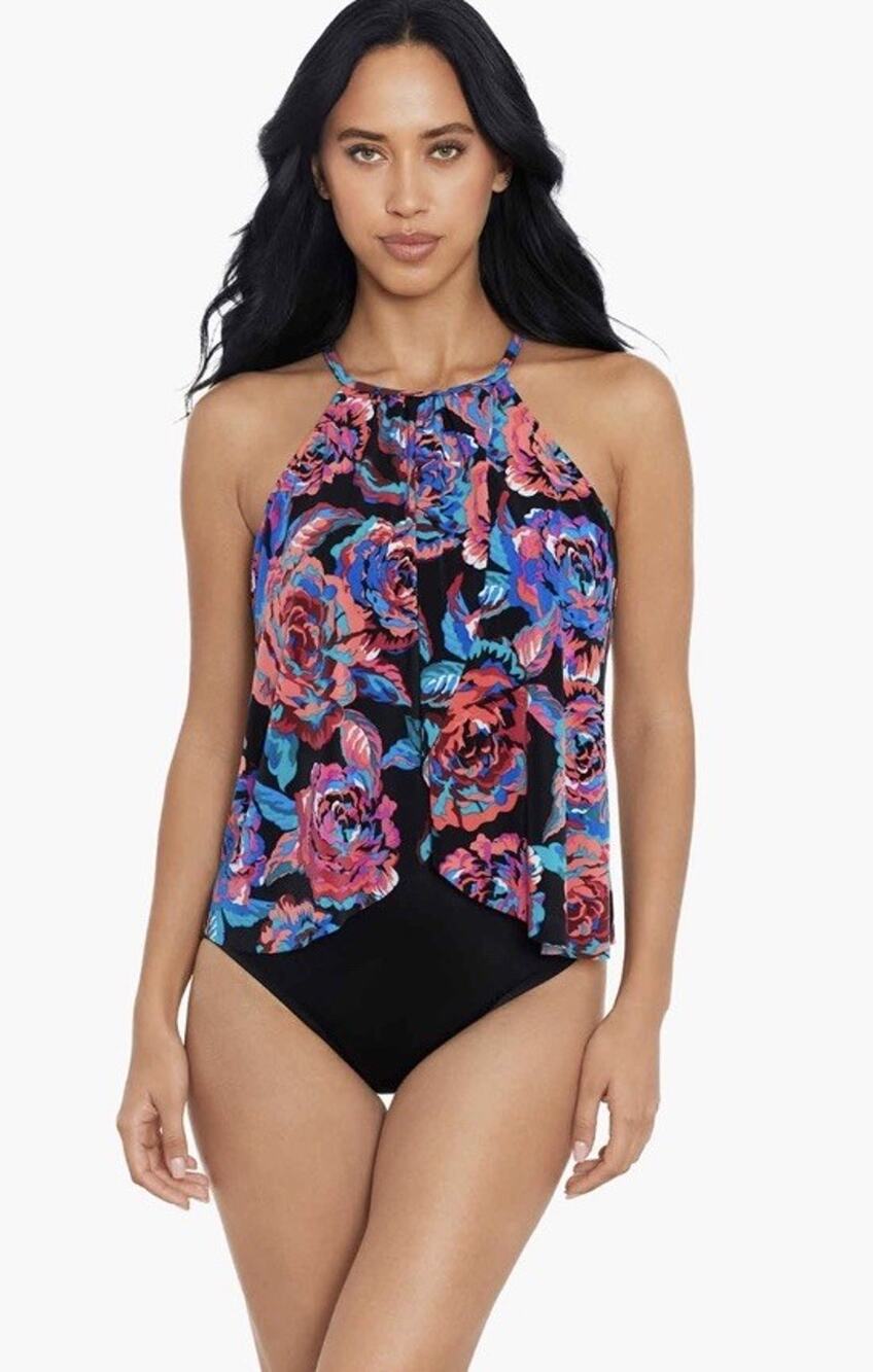 NWT Magicsuit Aubrey Sonic Blooms One Piece Swimsuit •16• Black Miraclesuit $188